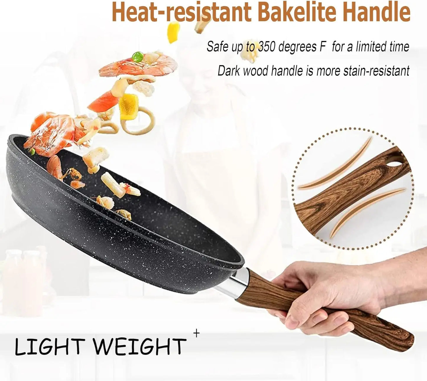 - 30 Piece Black Granite Cooking Pans Set, Non Stick