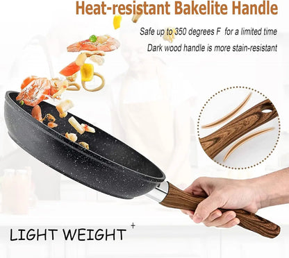 - 30 Piece Black Granite Cooking Pans Set, Non Stick