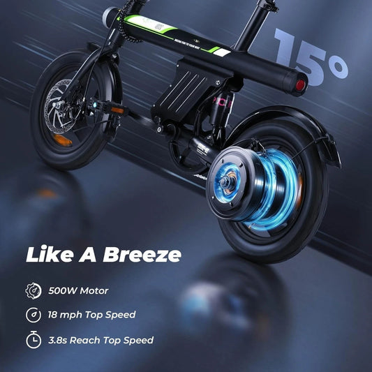 500W Motor, 20 mph Folding E-bike, with Smart Uphill