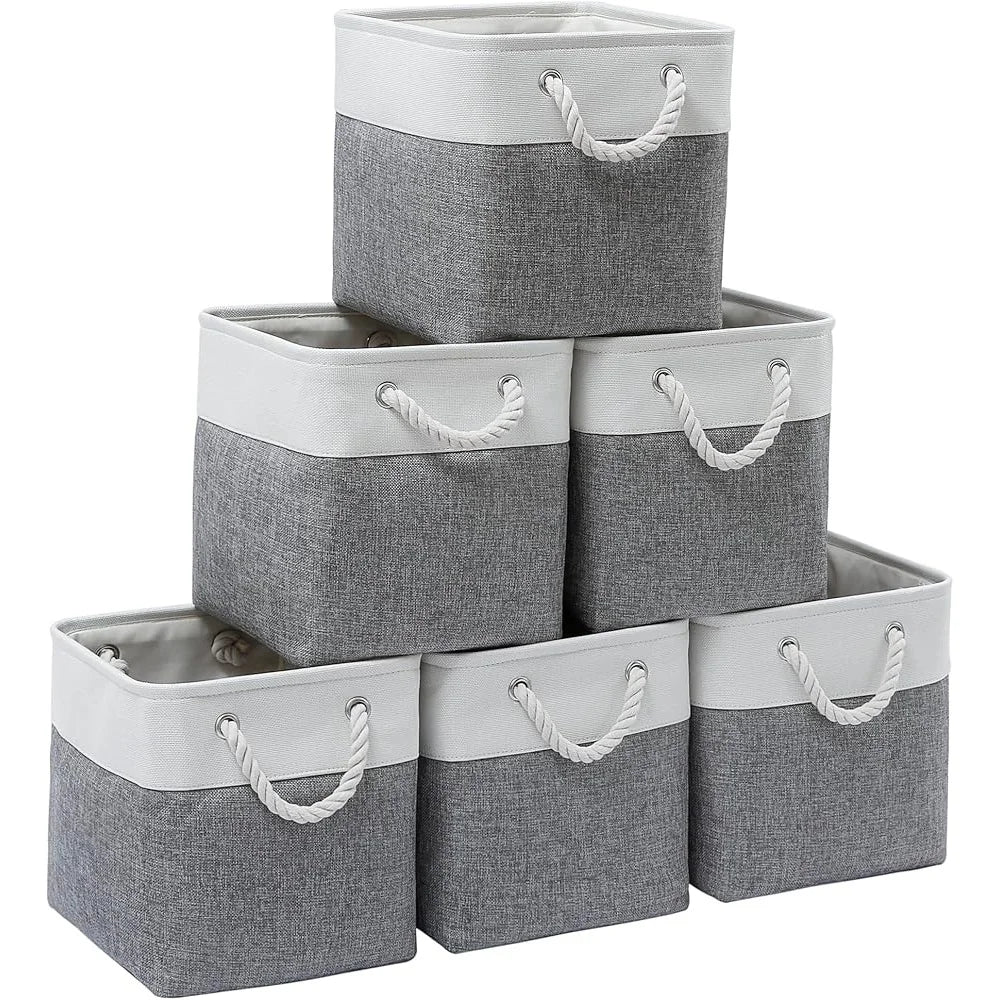 Fabric Storage Bins Set of 6 Collapsible Organizer Cubes