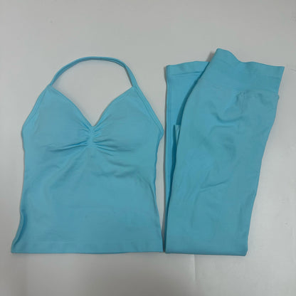 Women Backless Tank Tops High Waist Scrunch Gym Suit