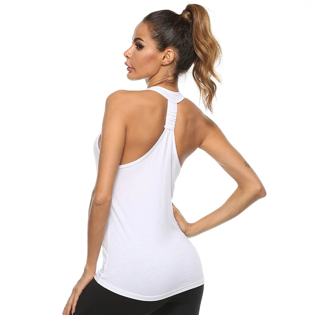Women's Fitness Sports Tank Top Back T-shaped