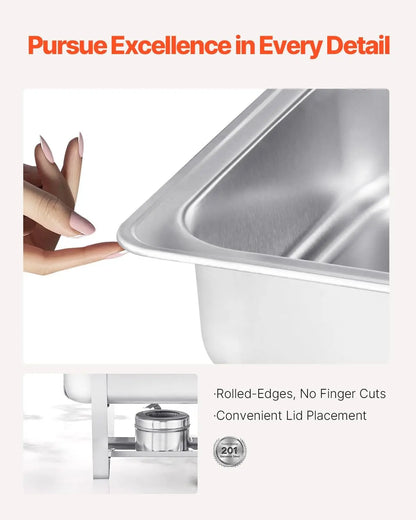 Stainless Steel Chafer with 4 Full Size Pans, with Lid