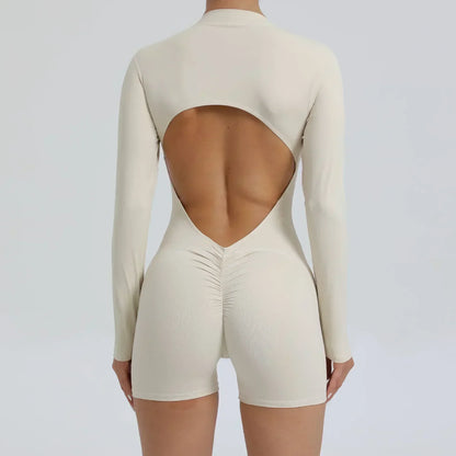 Seamless Yoga Zipper Jumpsuits Sports Fitness Beauty