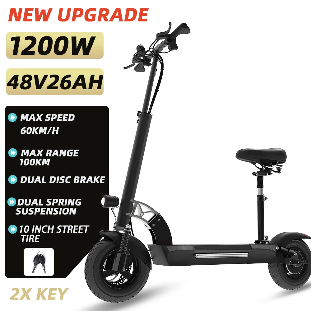 1200W-6000W Dual Motor E-Scooter  11" Off Road Tire