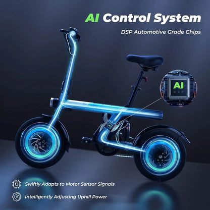 500W Motor, 20 mph Folding E-bike, with Smart Uphill