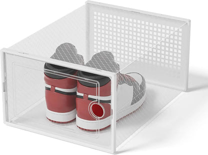 Shoe Storage Boxes Organizers Clear Plastic Stackable 12 Pack,Sneaker