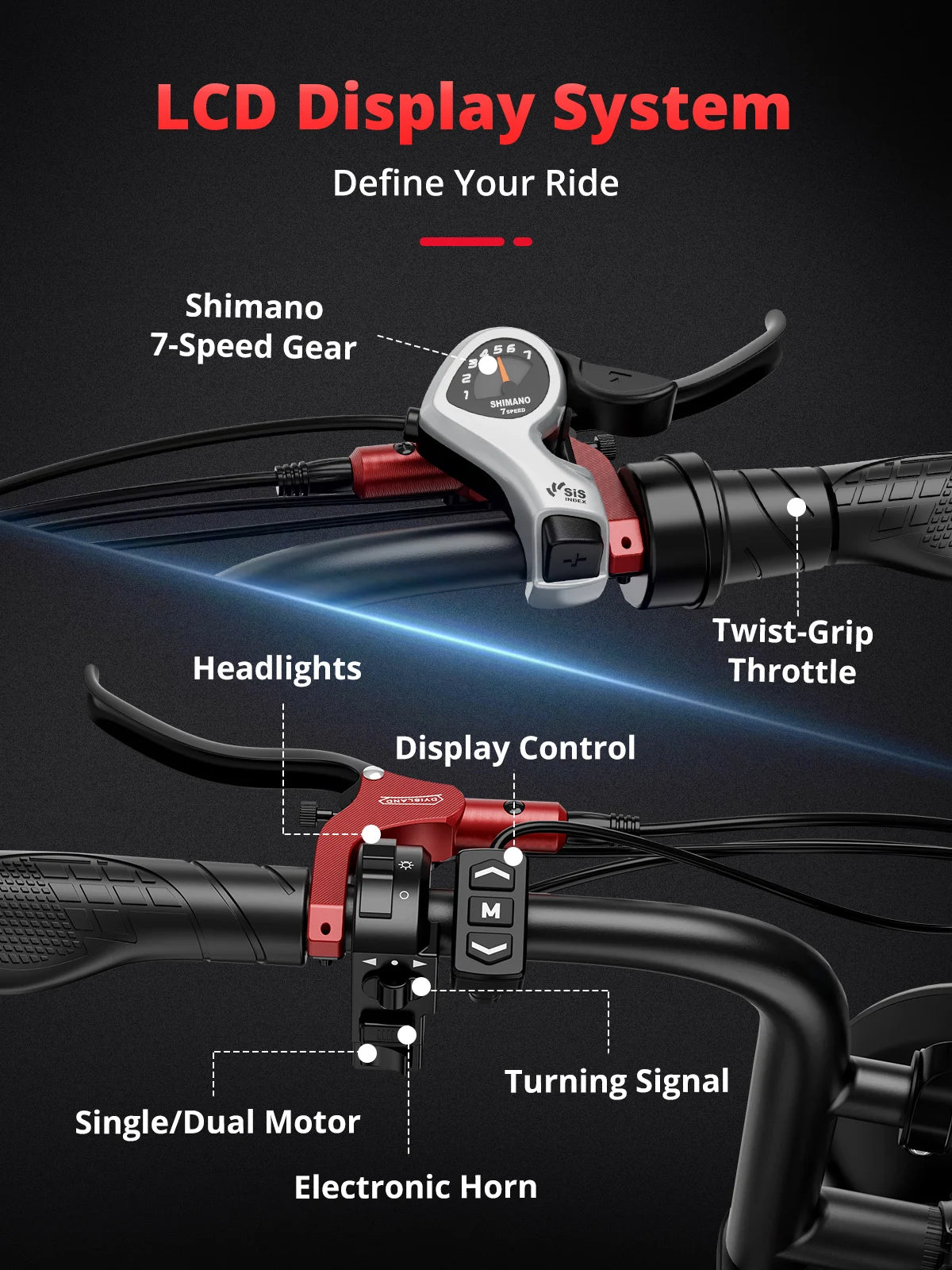 Adults  2000W Dual Motor  20" Electric E Bikes Mountain Moped