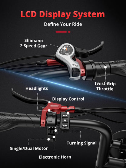 Adults  2000W Dual Motor  20" Electric E Bikes Mountain Moped