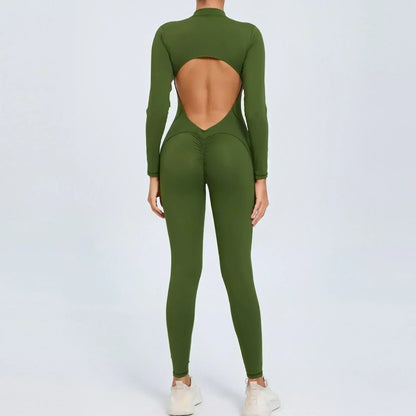 Seamless Yoga Zipper Jumpsuits Sports Fitness Beauty