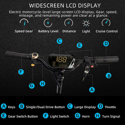 1200W-6000W Dual Motor E-Scooter  11" Off Road Tire