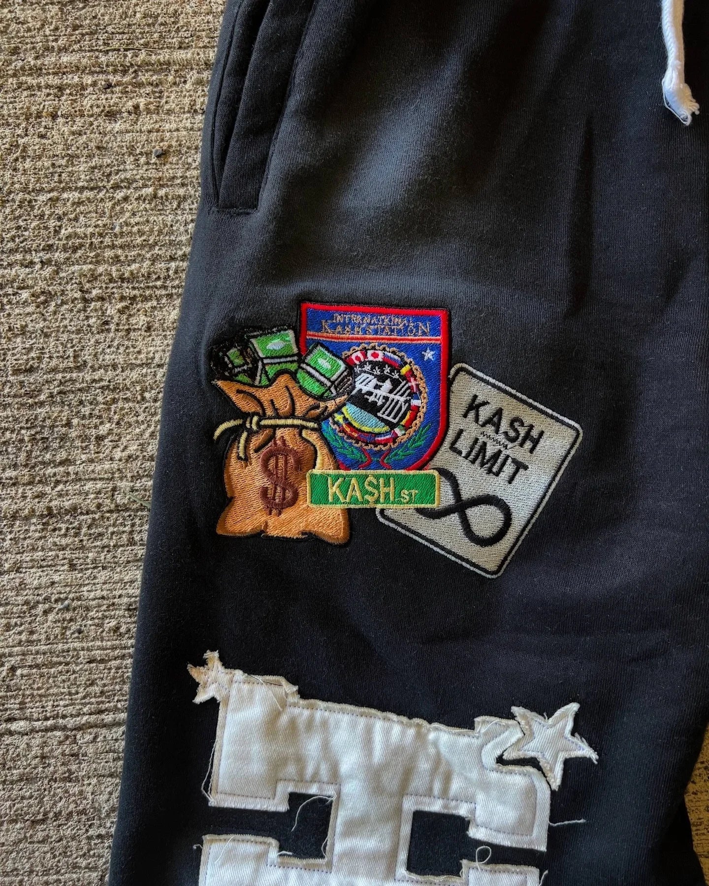 Letter Patch Retro Double Layer Design Baggy  Waist Jogging Pants