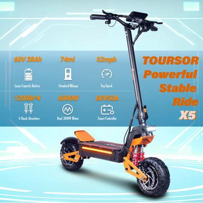 Upgraded NFC Unlocking LCD X5 6000W Dual Motor Eelectric Scooter