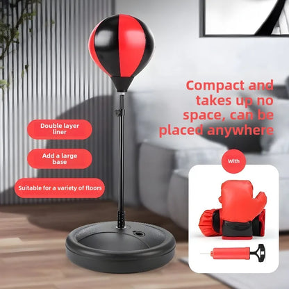 Adjustable children's boxing training set with 360° bounce punch ball