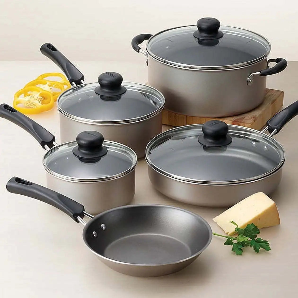 non-stick cookware champagne set lightweight but durable