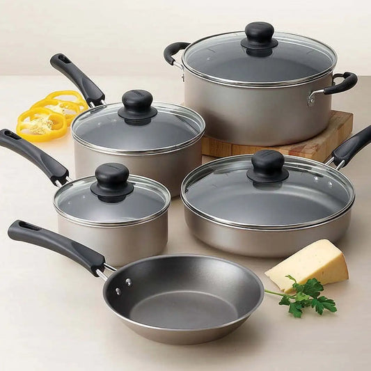 non-stick cookware champagne set lightweight but durable