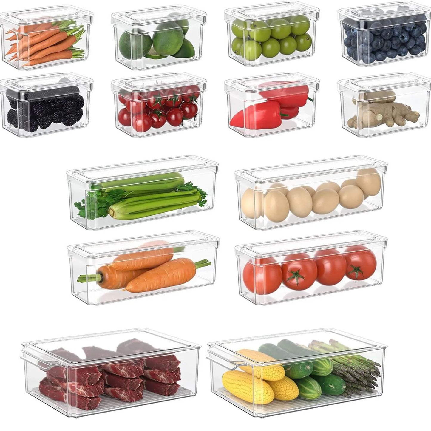 Refrigerator Storage Box With Lid Transparent