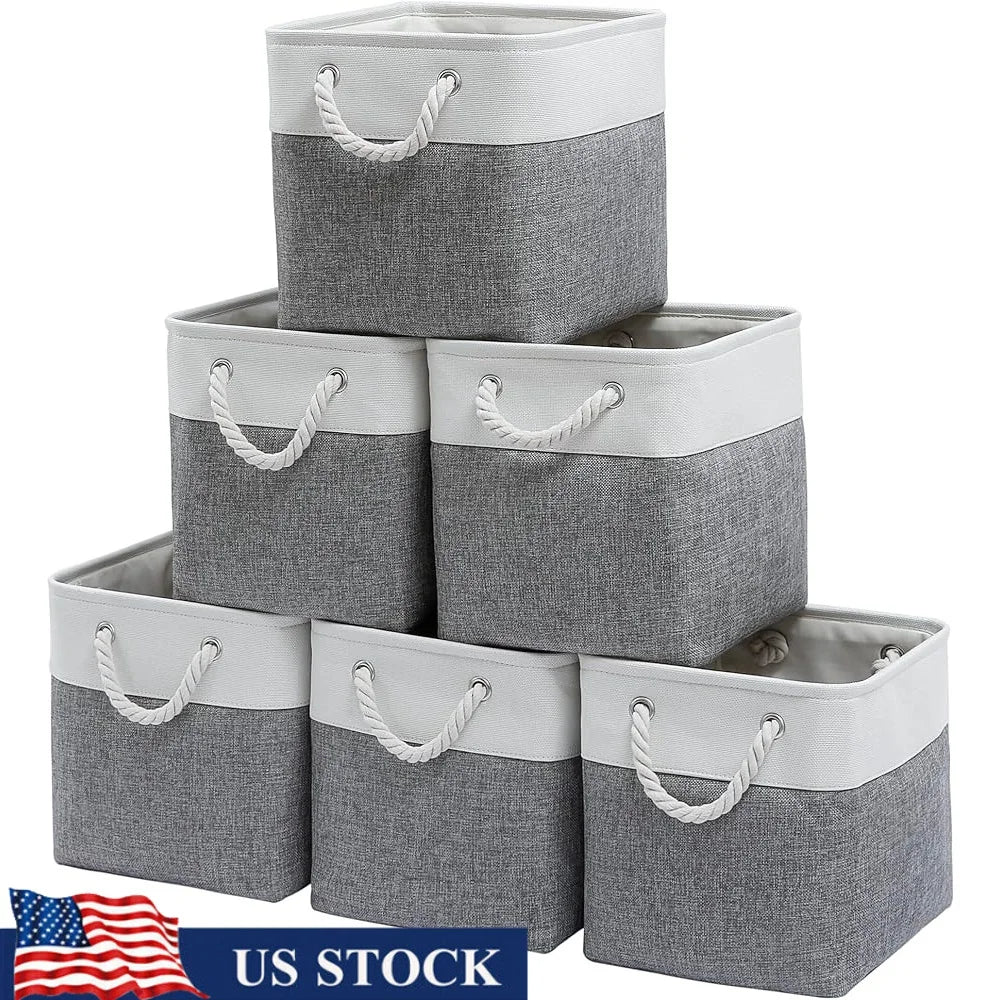 Fabric Storage Bins Set of 6 Collapsible Organizer Cubes