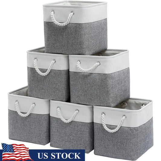 Fabric Storage Bins Set of 6 Collapsible Organizer Cubes