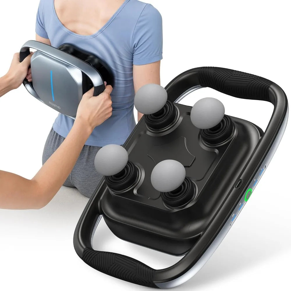 Portable Handheld Massager with 4 Interchangeable Heads and Plate