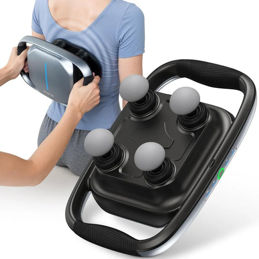 Portable Handheld Massager with 4 Interchangeable Heads and Plate