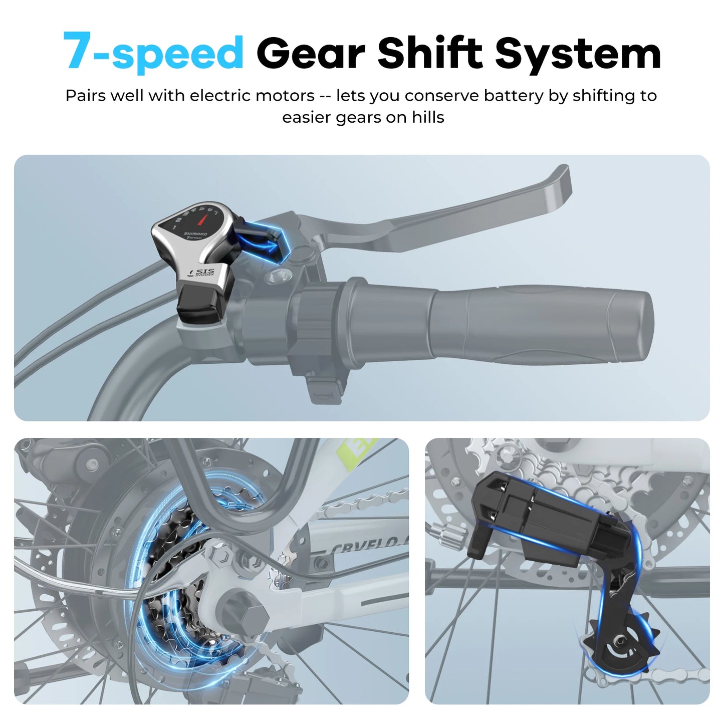 26" Electric E Bike with 7-Speed,1000 Peak