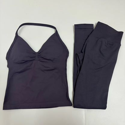 Women Backless Tank Tops High Waist Scrunch Gym Suit