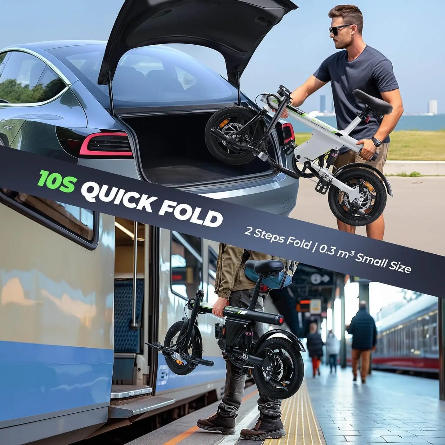500W Motor, 20 mph Folding E-bike, with Smart Uphill