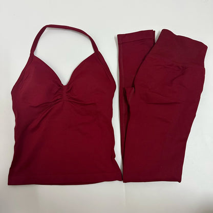 Women Backless Tank Tops High Waist Scrunch Gym Suit