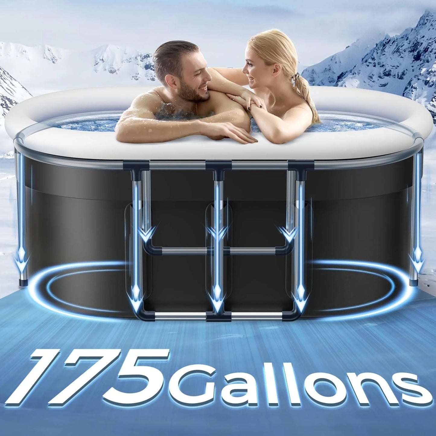 Portable Cold Plunge Tub - Foldable & Inflatable, with Lid