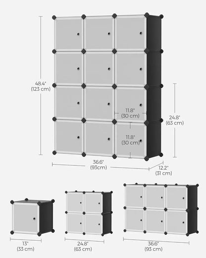 Cube Storage Organizer, Set of 12 Plastic Cubes