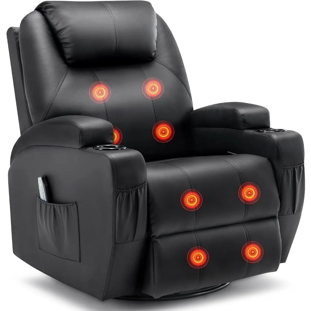 Recliner Rocking Chair with Massage and Heat, 360°