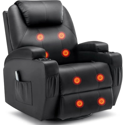 Recliner Rocking Chair with Massage and Heat, 360°