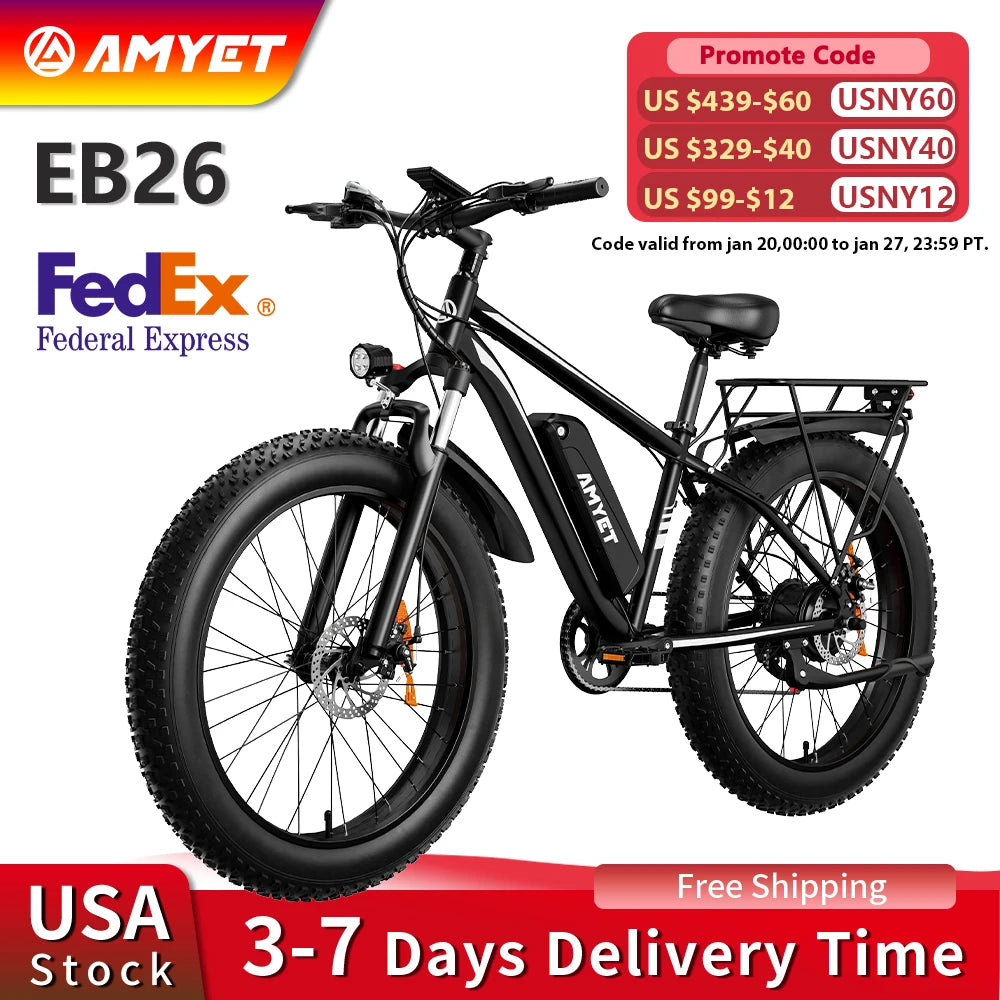 26" Fat Tire Mountain Bike 31mph  Electric Dirt Bike