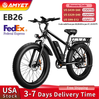 26" Fat Tire Mountain Bike 31mph  Electric Dirt Bike