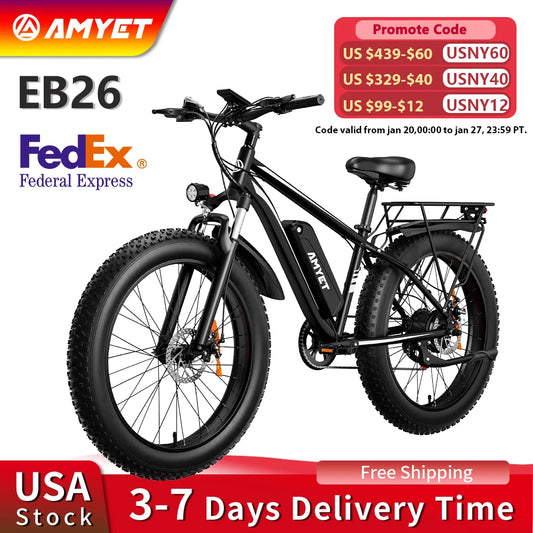 26" Fat Tire Mountain Bike 31mph  Electric Dirt Bike