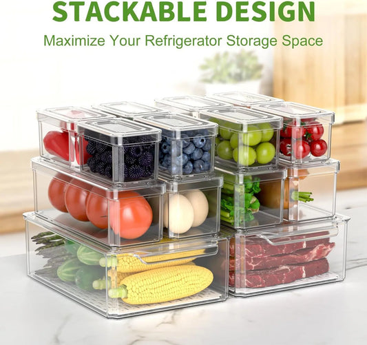 Refrigerator Storage Box With Lid Transparent