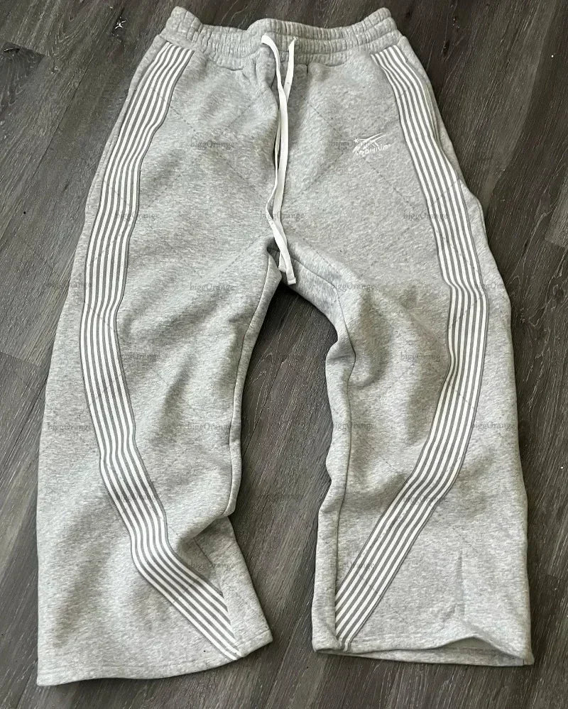 Letter Patch Retro Double Layer Design Baggy  Waist Jogging Pants
