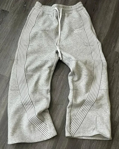 Letter Patch Retro Double Layer Design Baggy  Waist Jogging Pants