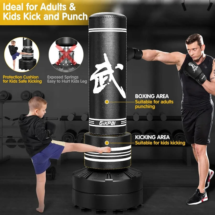 Freestanding Punching Bag with Boxing Gloves for MMA