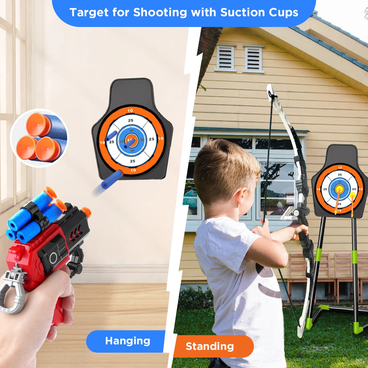 Toy For Kids LED Light Up Archery with Suction Cup Stand