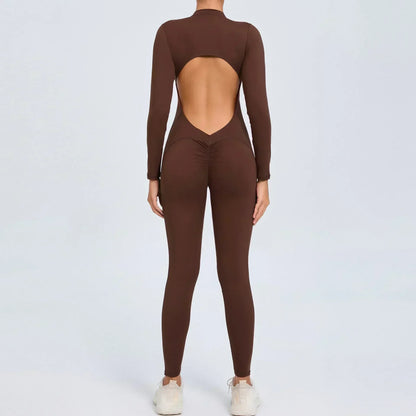 Seamless Yoga Zipper Jumpsuits Sports Fitness Beauty