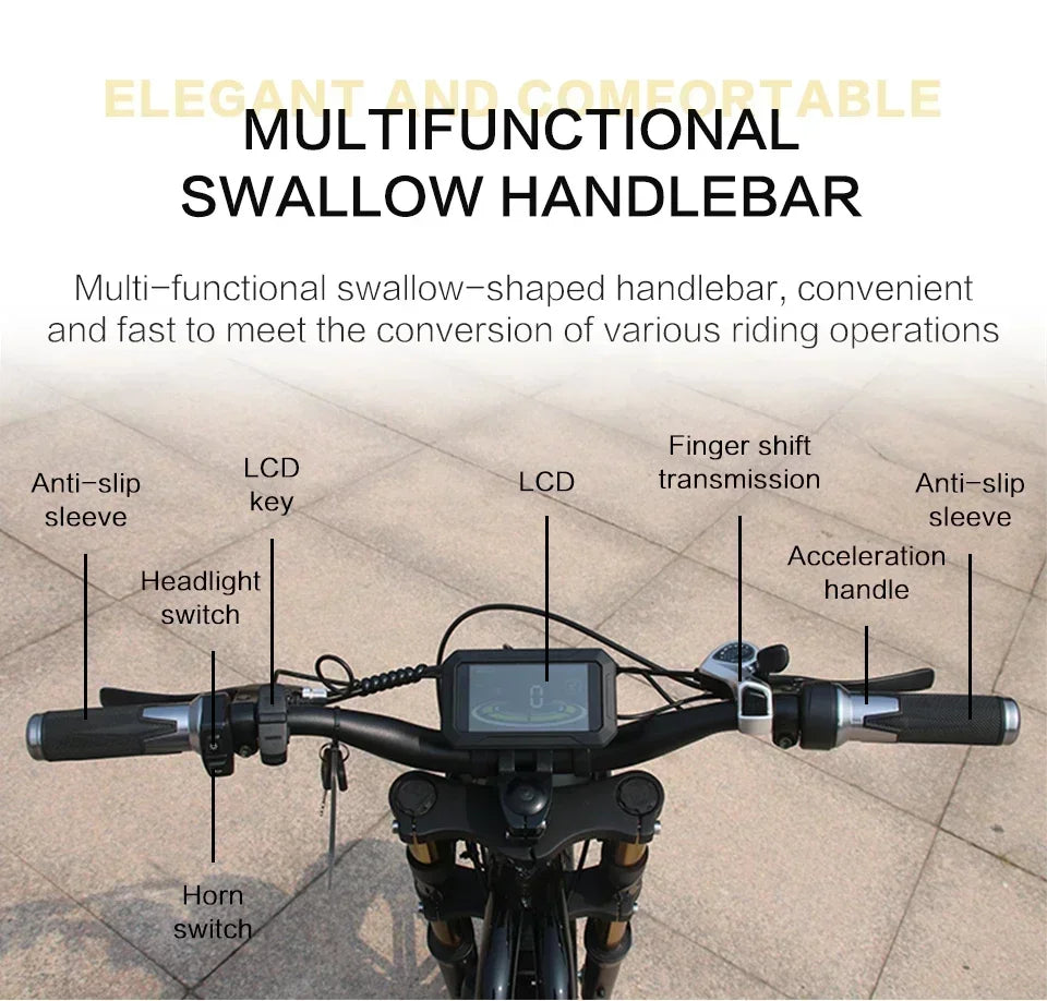 Electric Motorcycle Max 45 Miles Mountain  Off-Road Bike