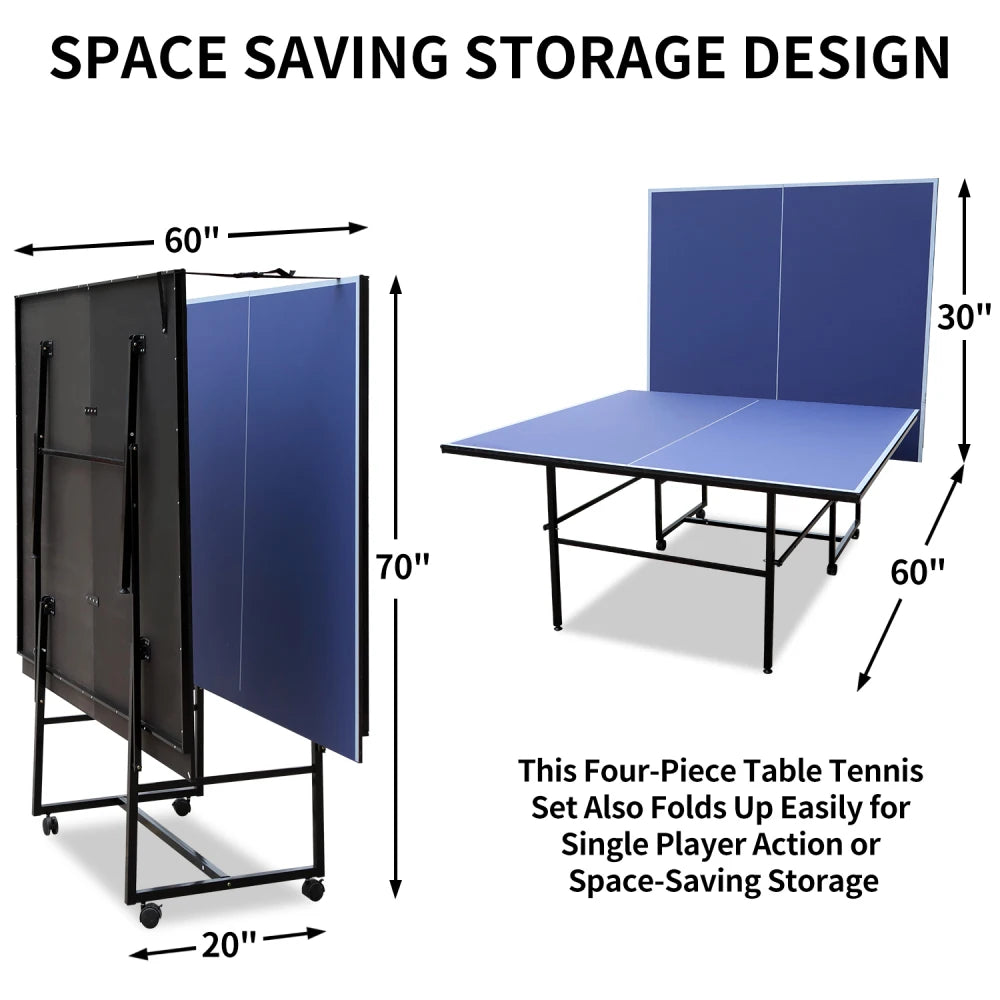 9ft Mid-Size Table Tennis Table Foldable & Portable