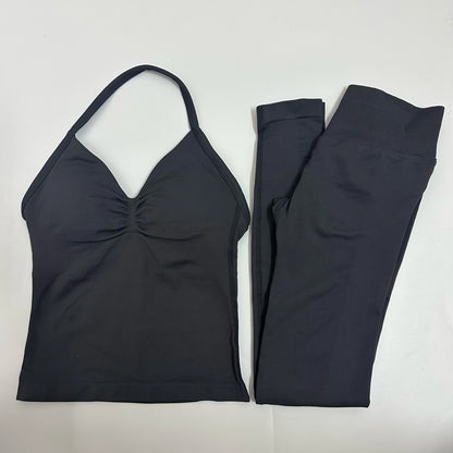Women Backless Tank Tops High Waist Scrunch Gym Suit
