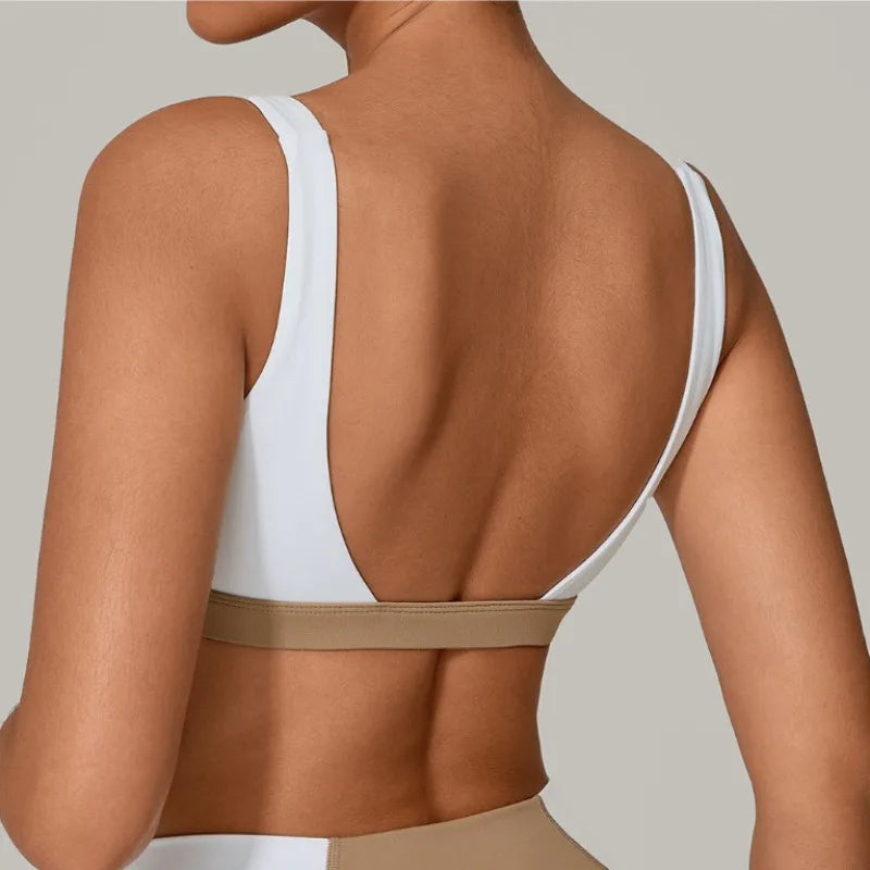 Yoga Bra - Color Block Backless Sports Top Quick-Dry