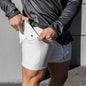 Men Double Layer Fitness Shorts, Quick Dry Workout
