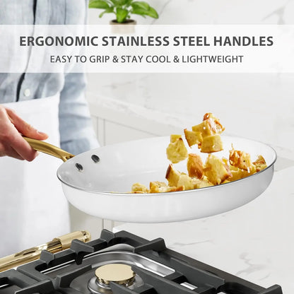 Non Stick - Ceramic Cookware Set with Cooking Utensils