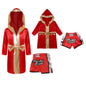 Metallic Trim Satin Belted Robe Hooded Set