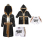 Metallic Trim Satin Belted Robe Hooded Set